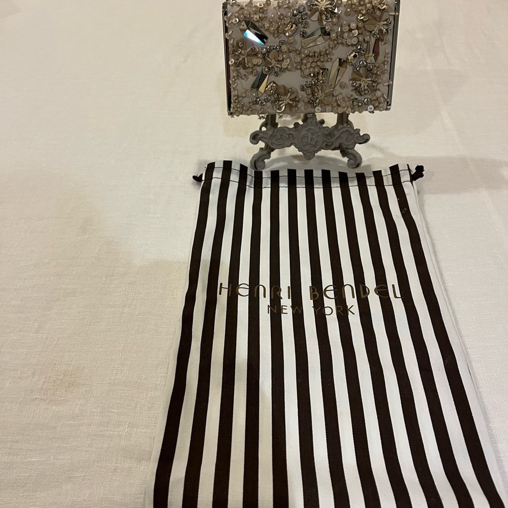 Henri Bendel clay colored embellished metallic clutch purse - Picture 8 of 11